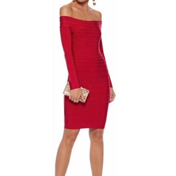 Lipstick Red Herve Leger Candice Dress - Picture 3 of 3